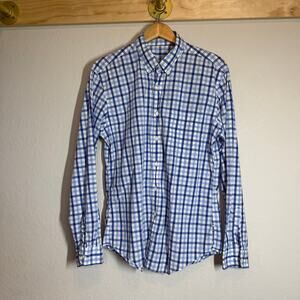 Men's J.Crew Light Weight Button Down Long Sleeve Shirt in Blue Plaid Size Large